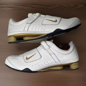 Vintage Rare Nike Shoes W Size 9 White Gold Logo Leather